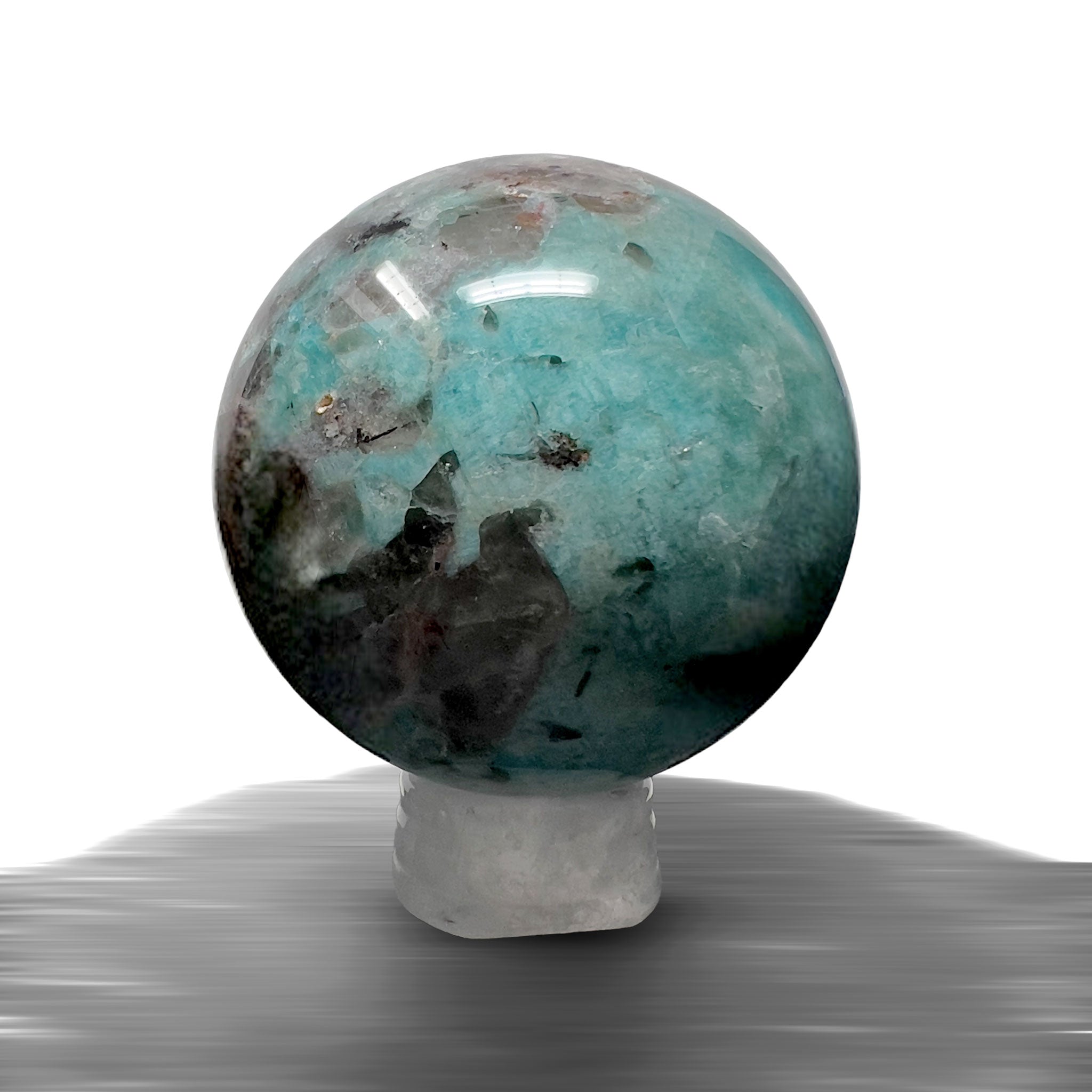 #piezas únicas_esfera amazonita con cuarzo ahumado 1