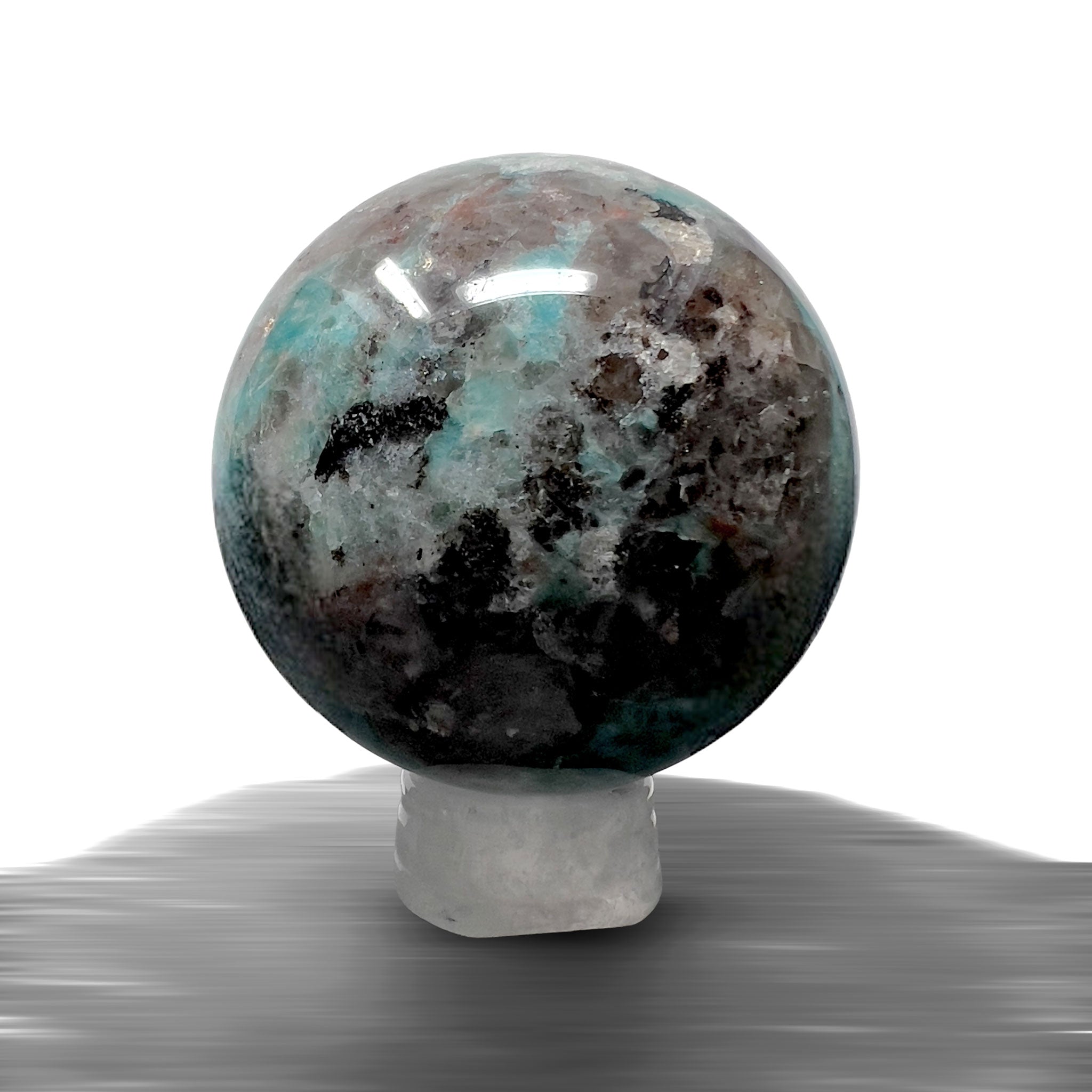 #piezas únicas_esfera amazonita con cuarzo ahumado 1