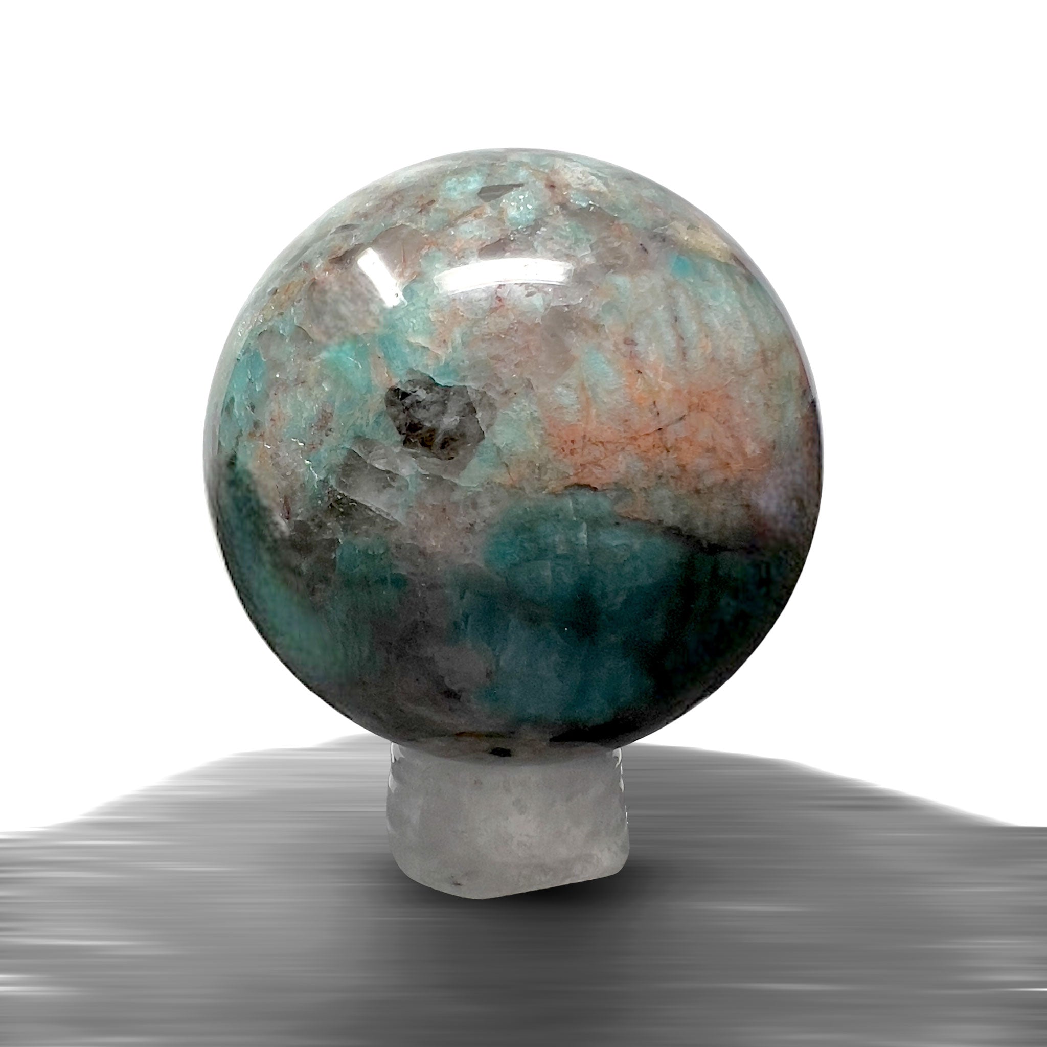 #piezas únicas_esfera amazonita con cuarzo ahumado 2