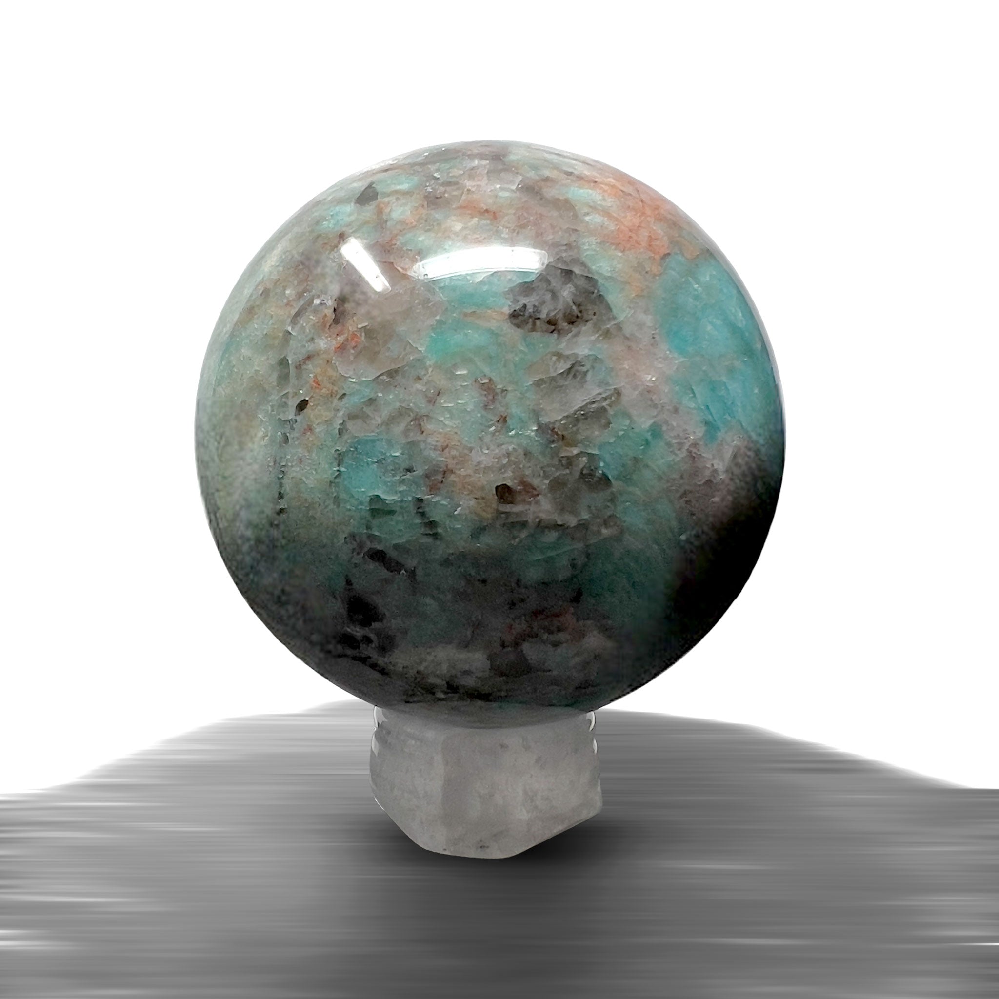 #piezas únicas_esfera amazonita con cuarzo ahumado 2