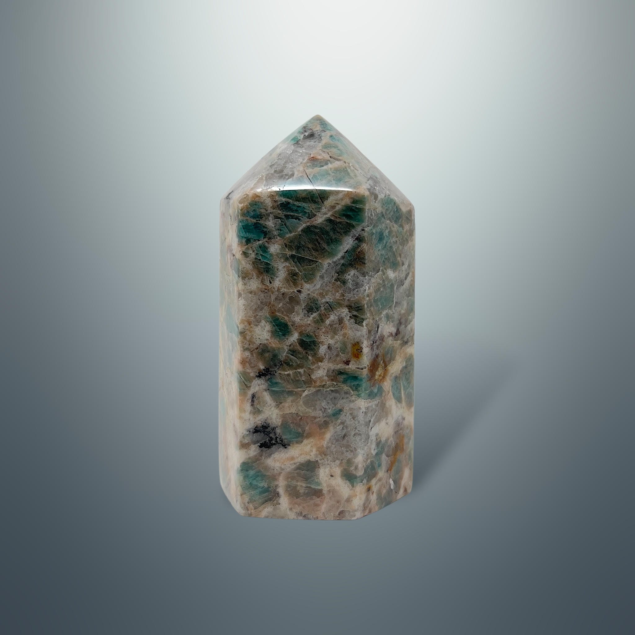 #piezas únicas_torre hexagonal amazonita 2