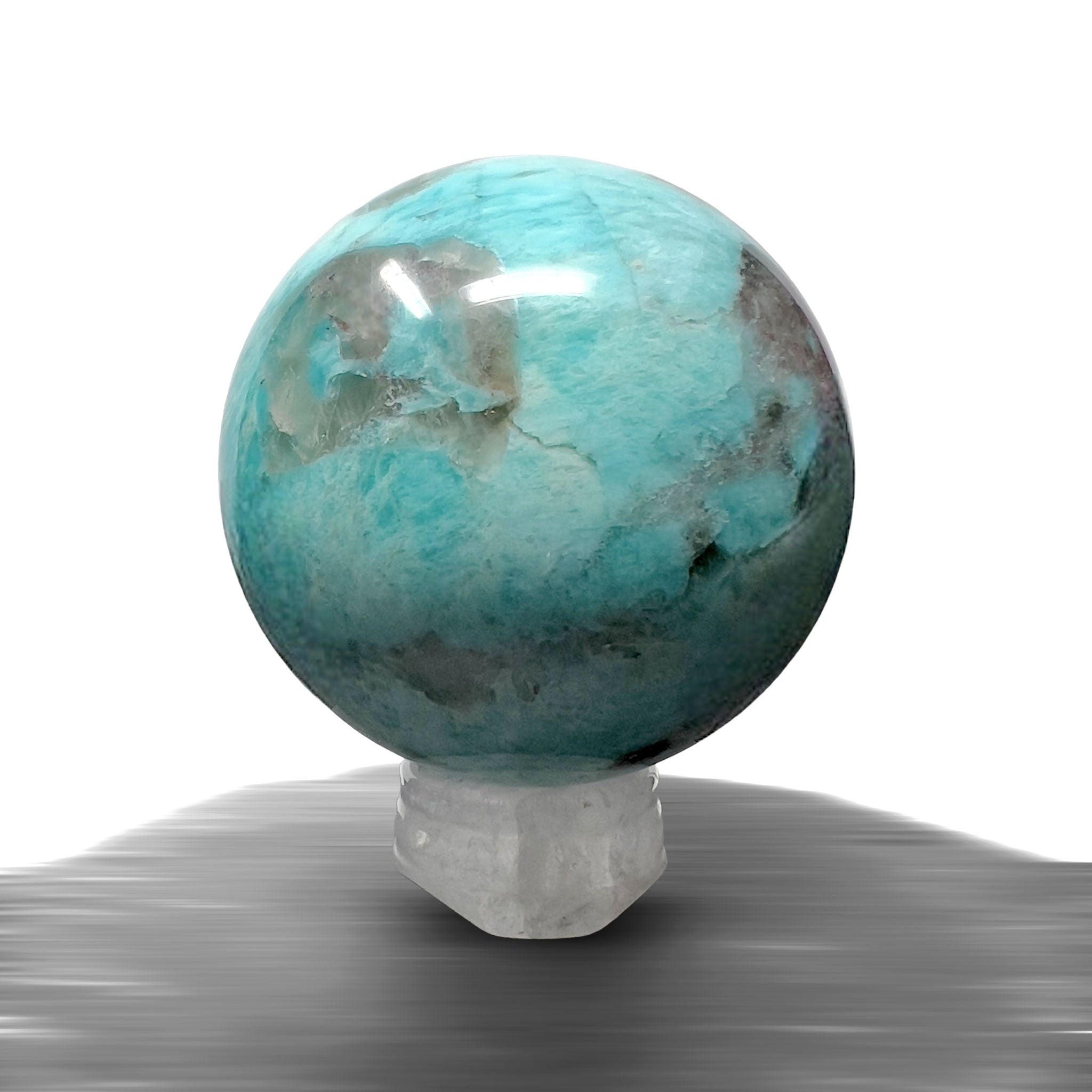 #piezas únicas_esfera amazonita con cuarzo ahumado 3