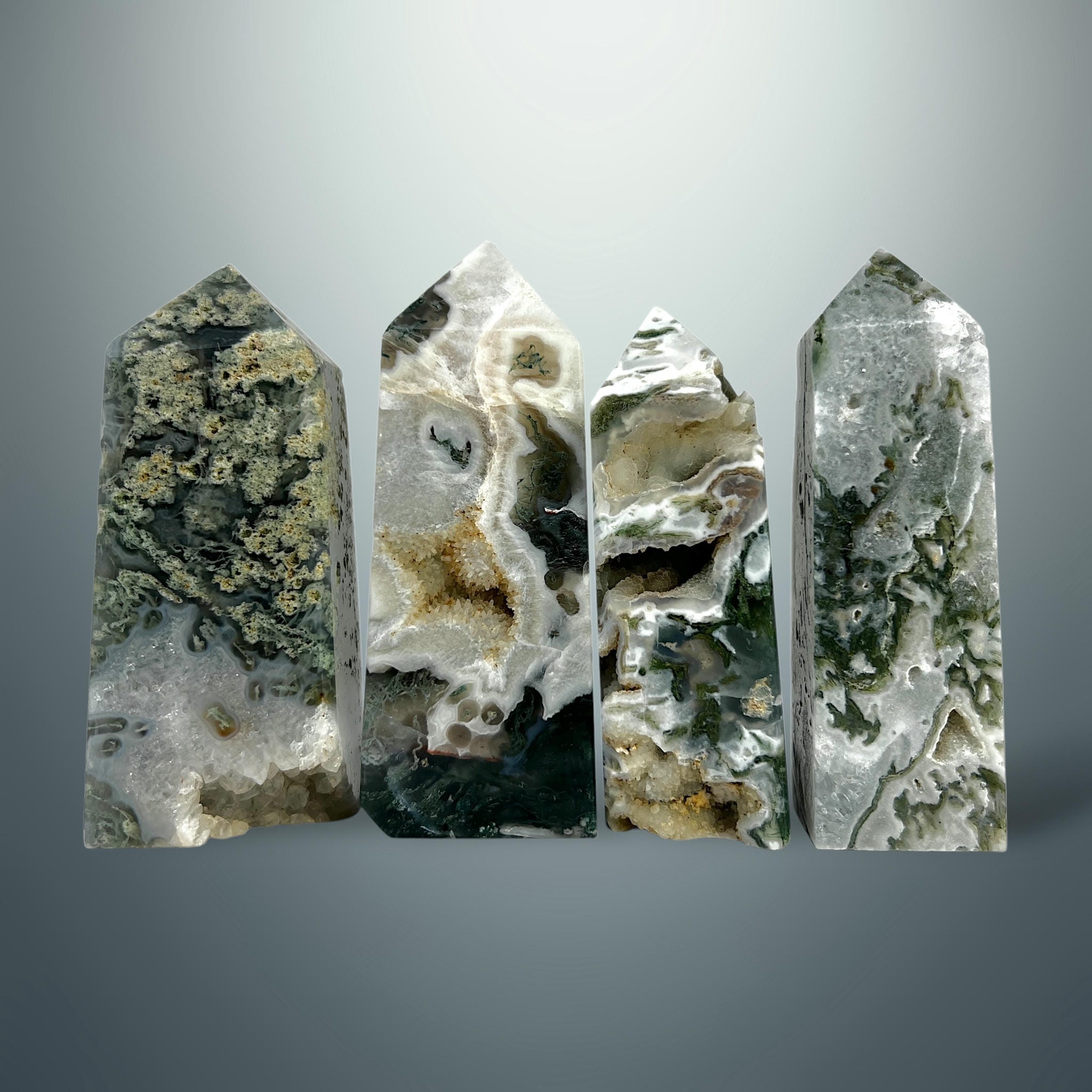 Ágata Musgo con Cristalización en Torre