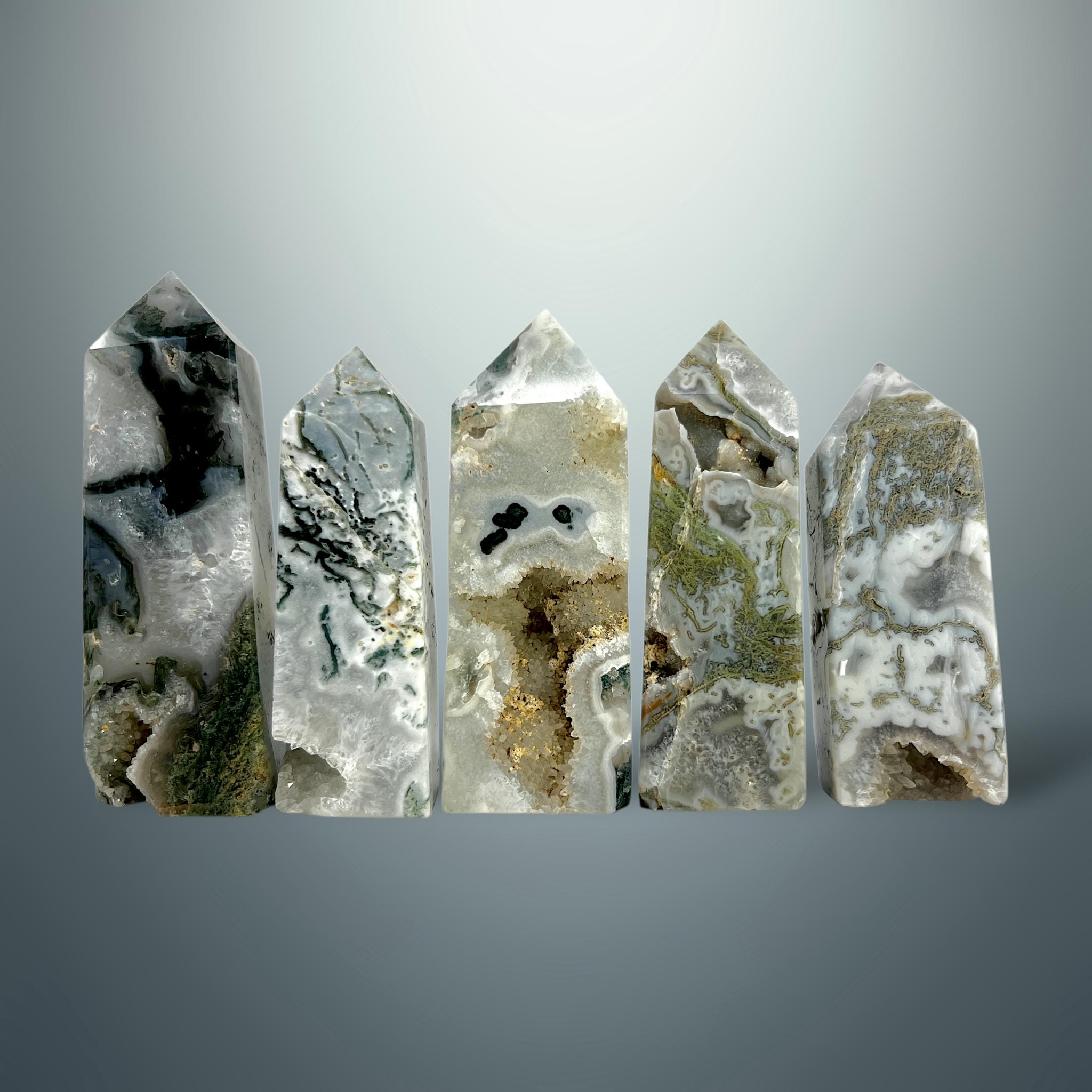 Ágata Musgo con Cristalización en Torre