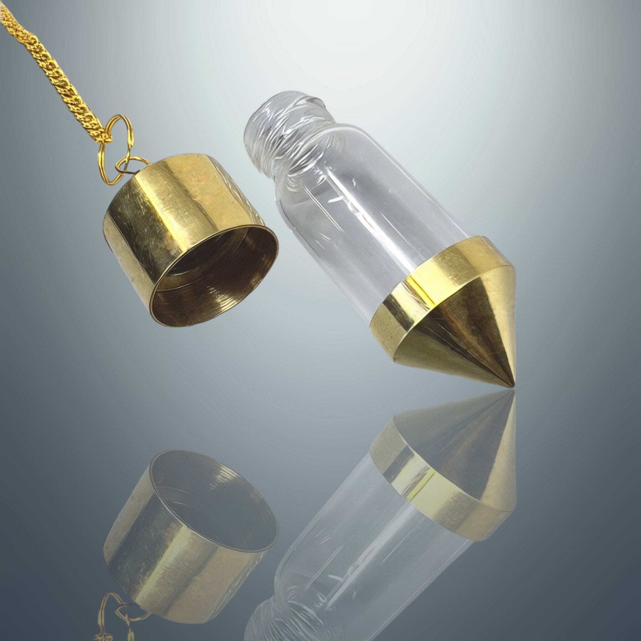 Péndulo con Testigo Transparente - Metal Dorado