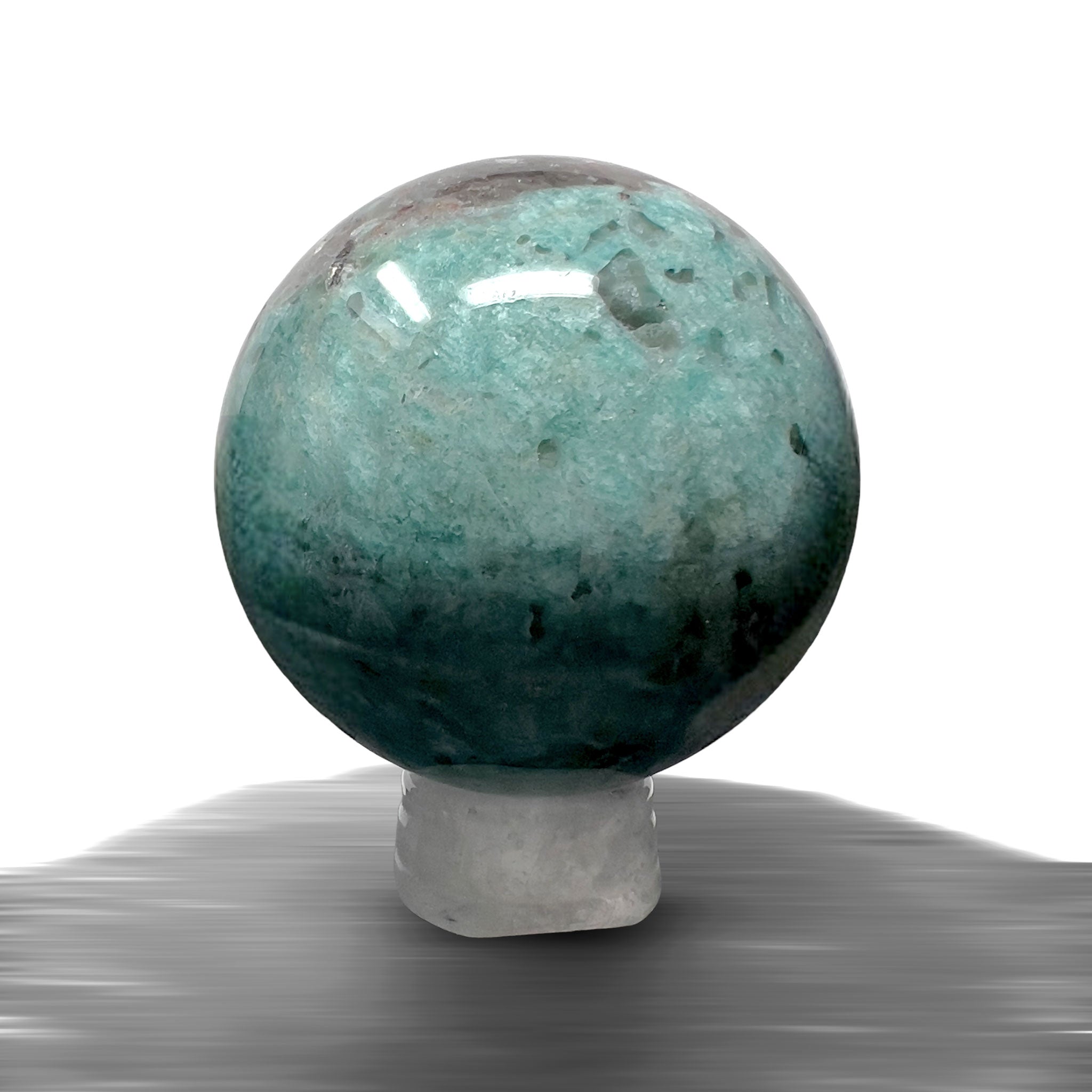 #piezas únicas_esfera amazonita con cuarzo ahumado 1