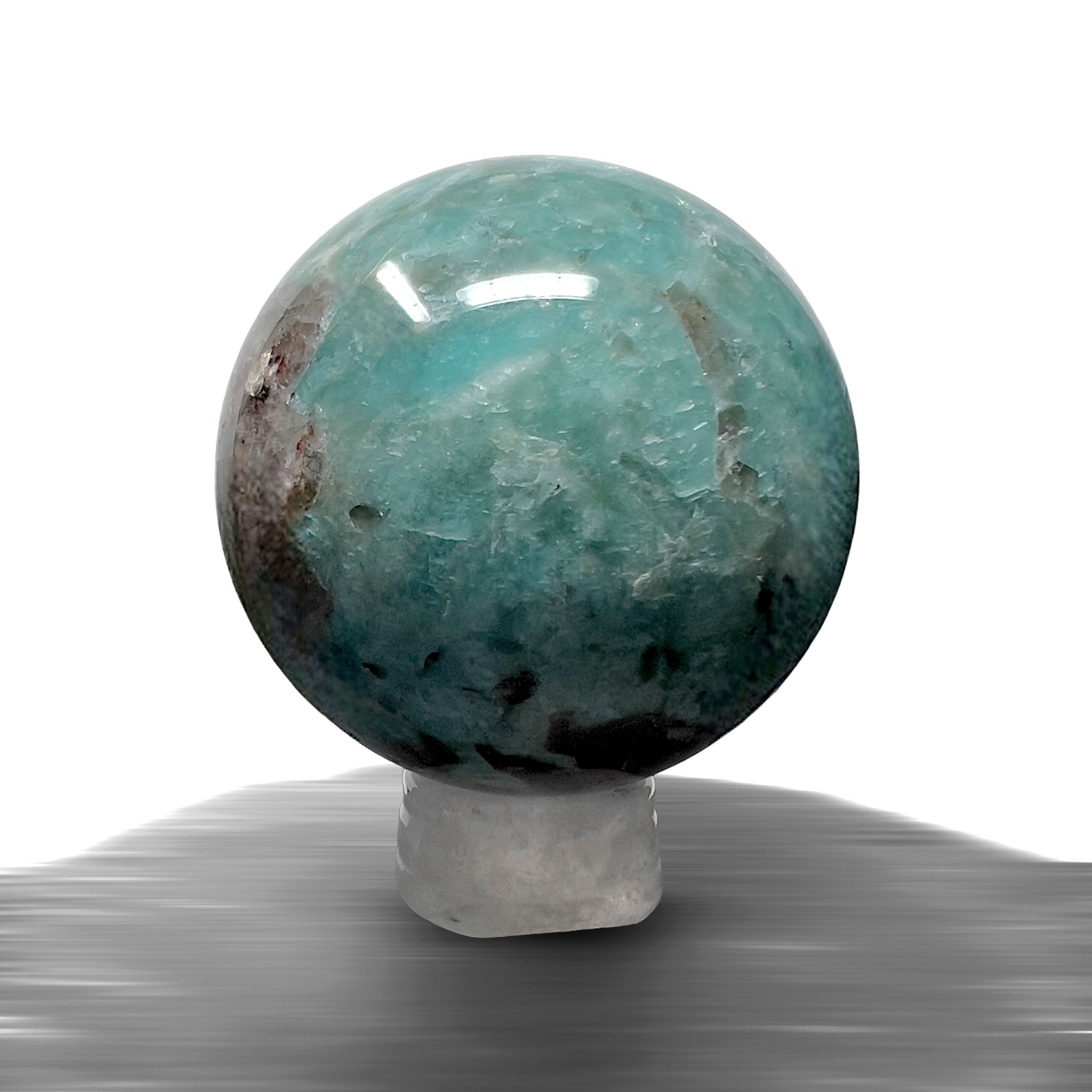 #piezas únicas_esfera amazonita con cuarzo ahumado 1