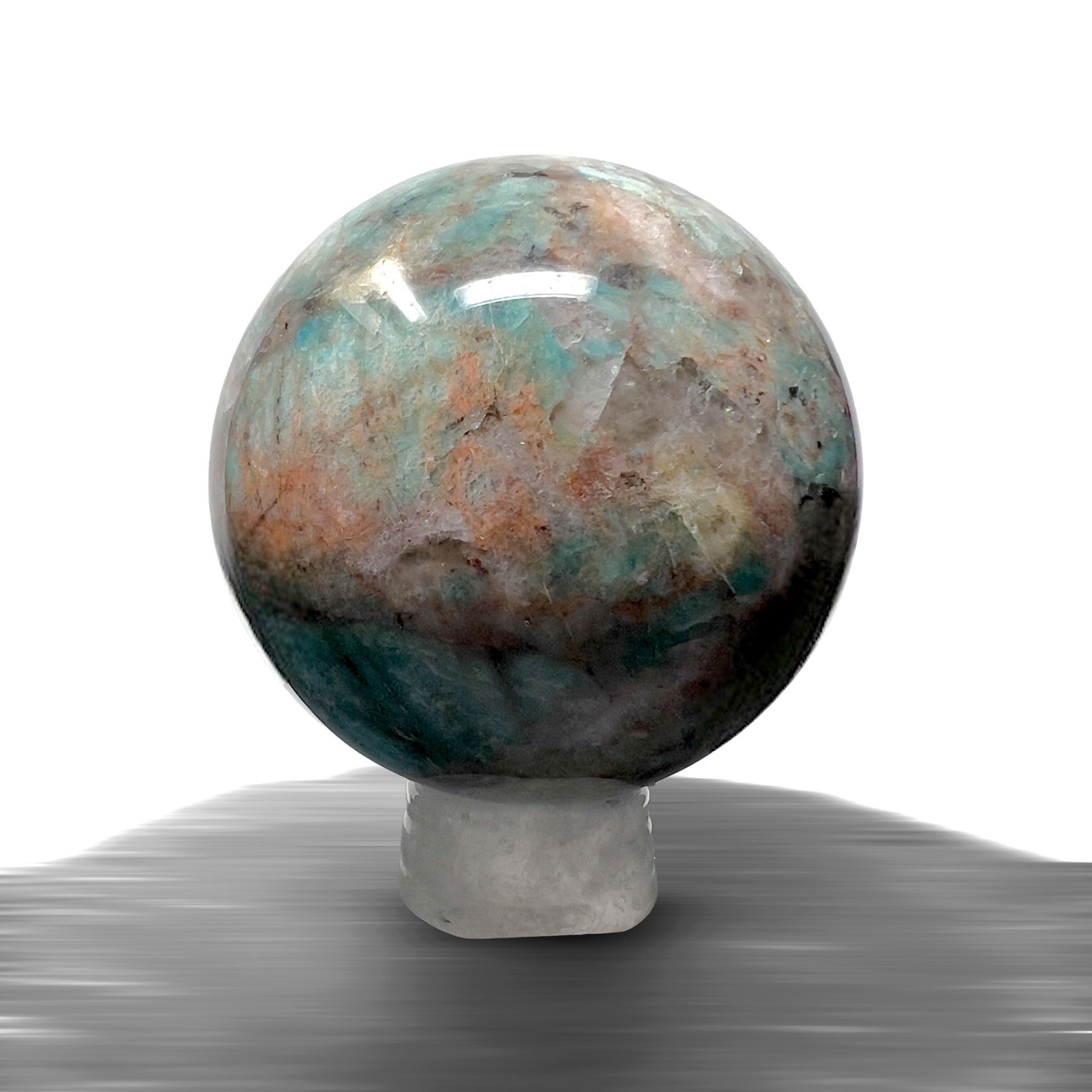 #piezas únicas_esfera amazonita con cuarzo ahumado 2