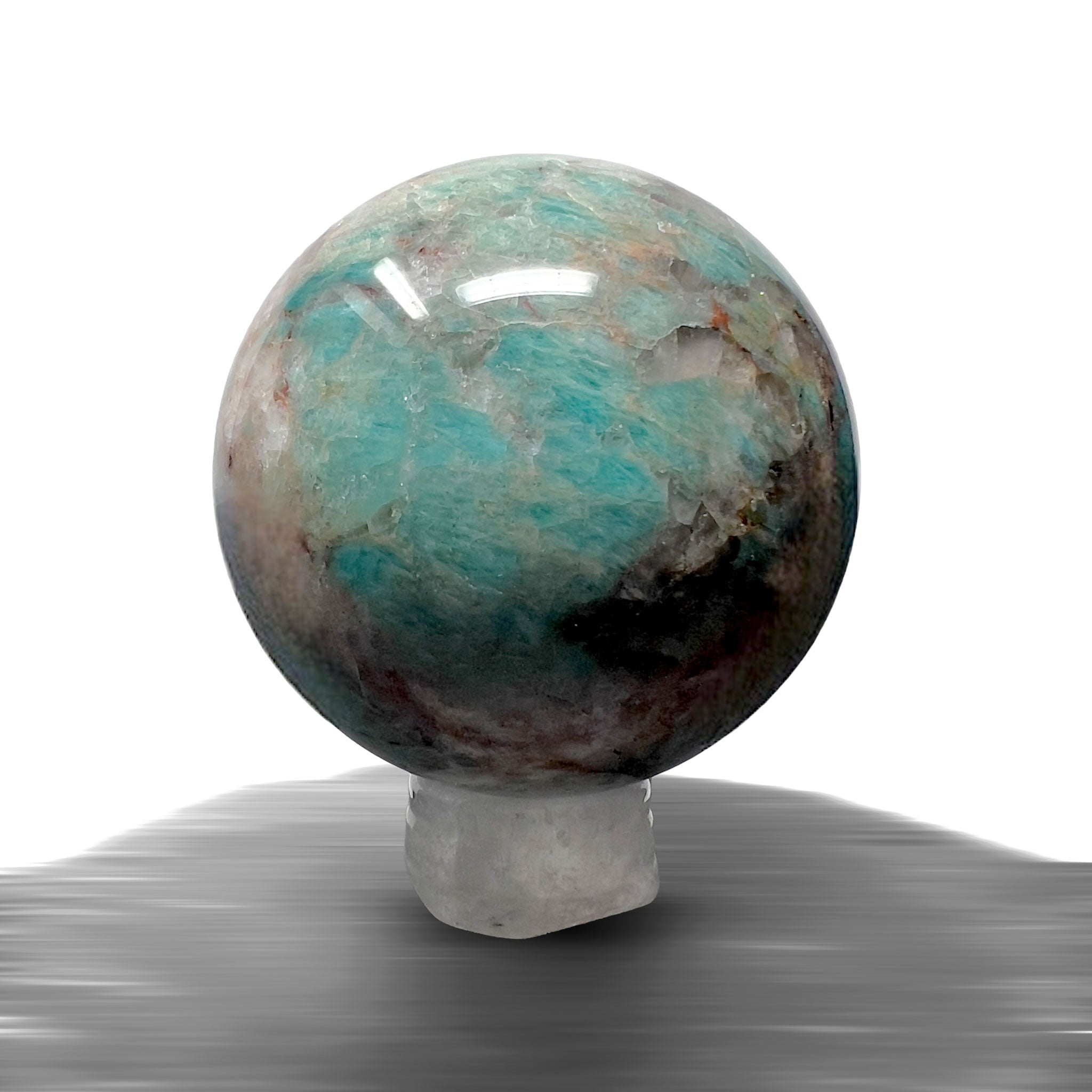 #piezas únicas_esfera amazonita con cuarzo ahumado 2