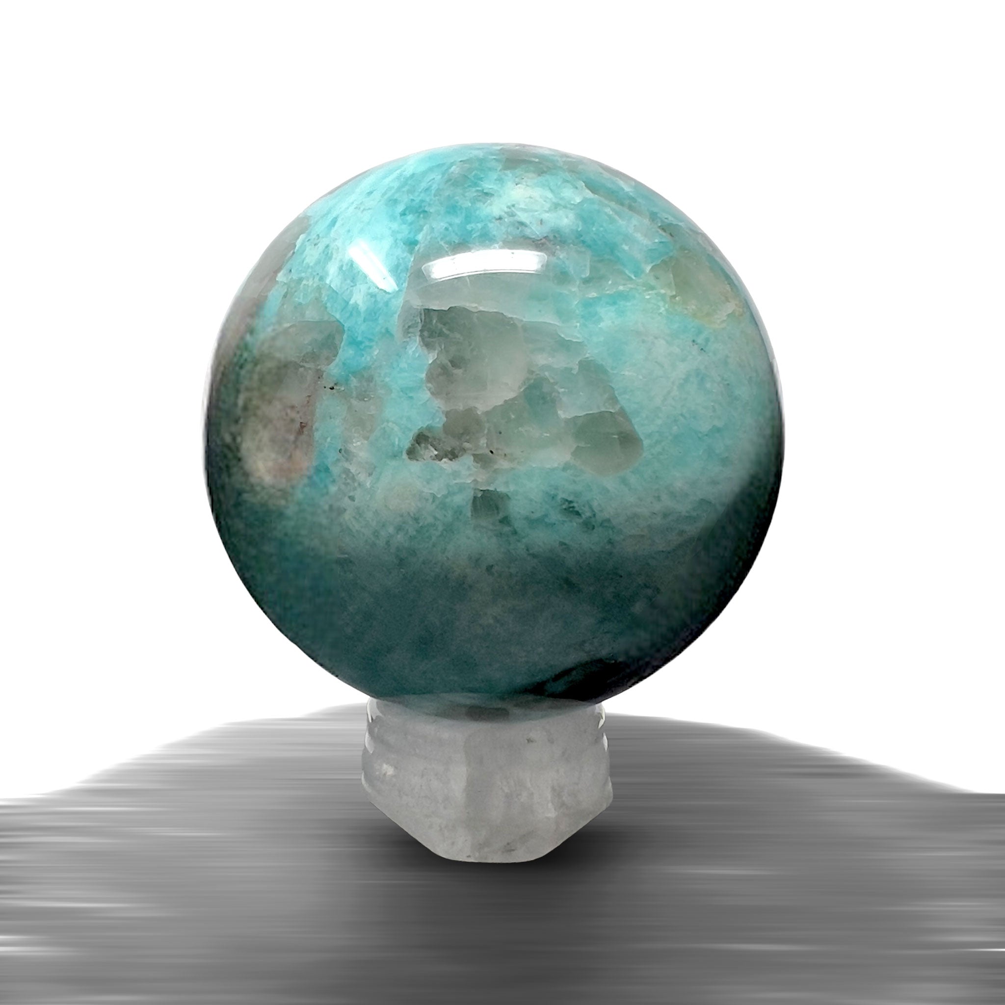 #piezas únicas_esfera amazonita con cuarzo ahumado 3