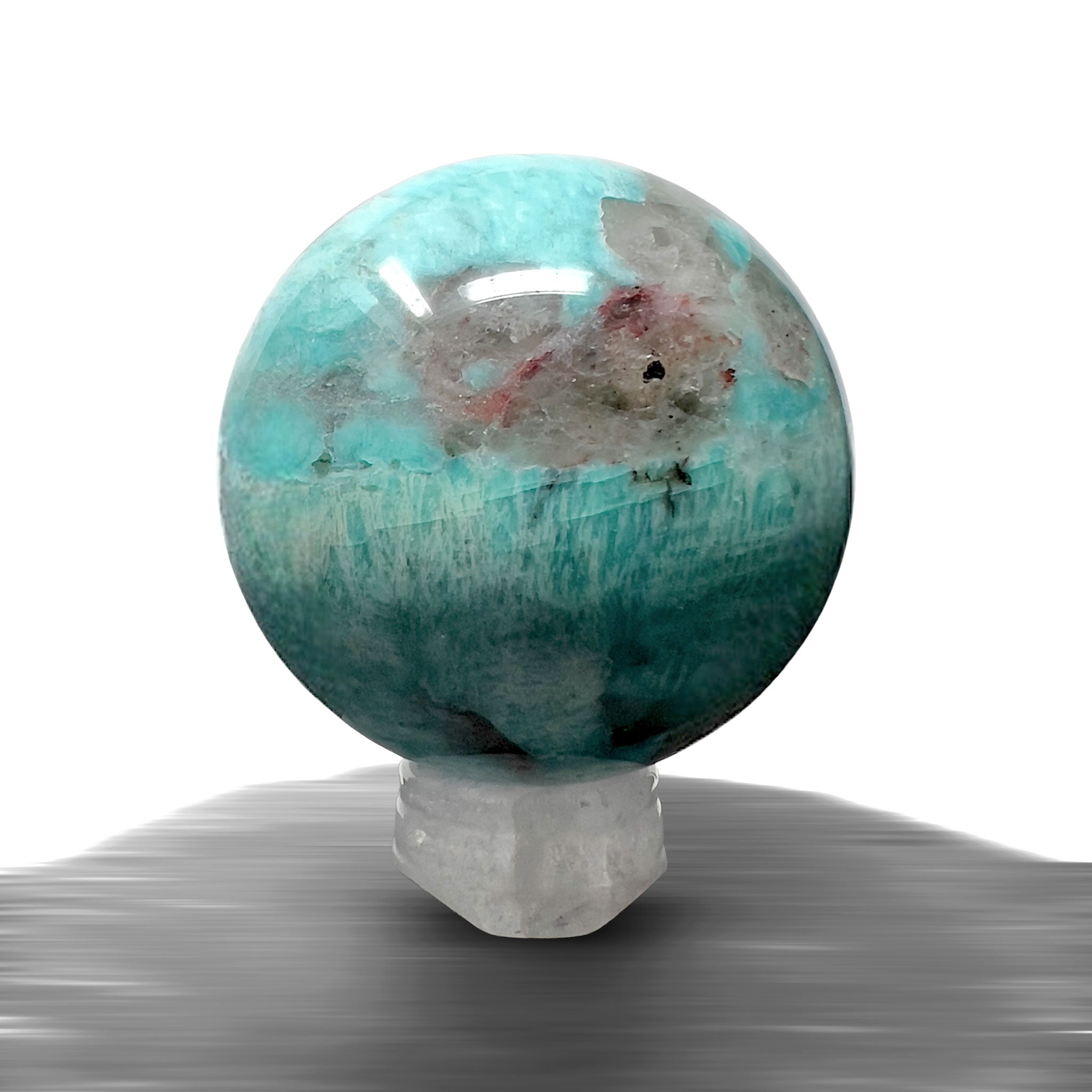 #piezas únicas_esfera amazonita con cuarzo ahumado 3