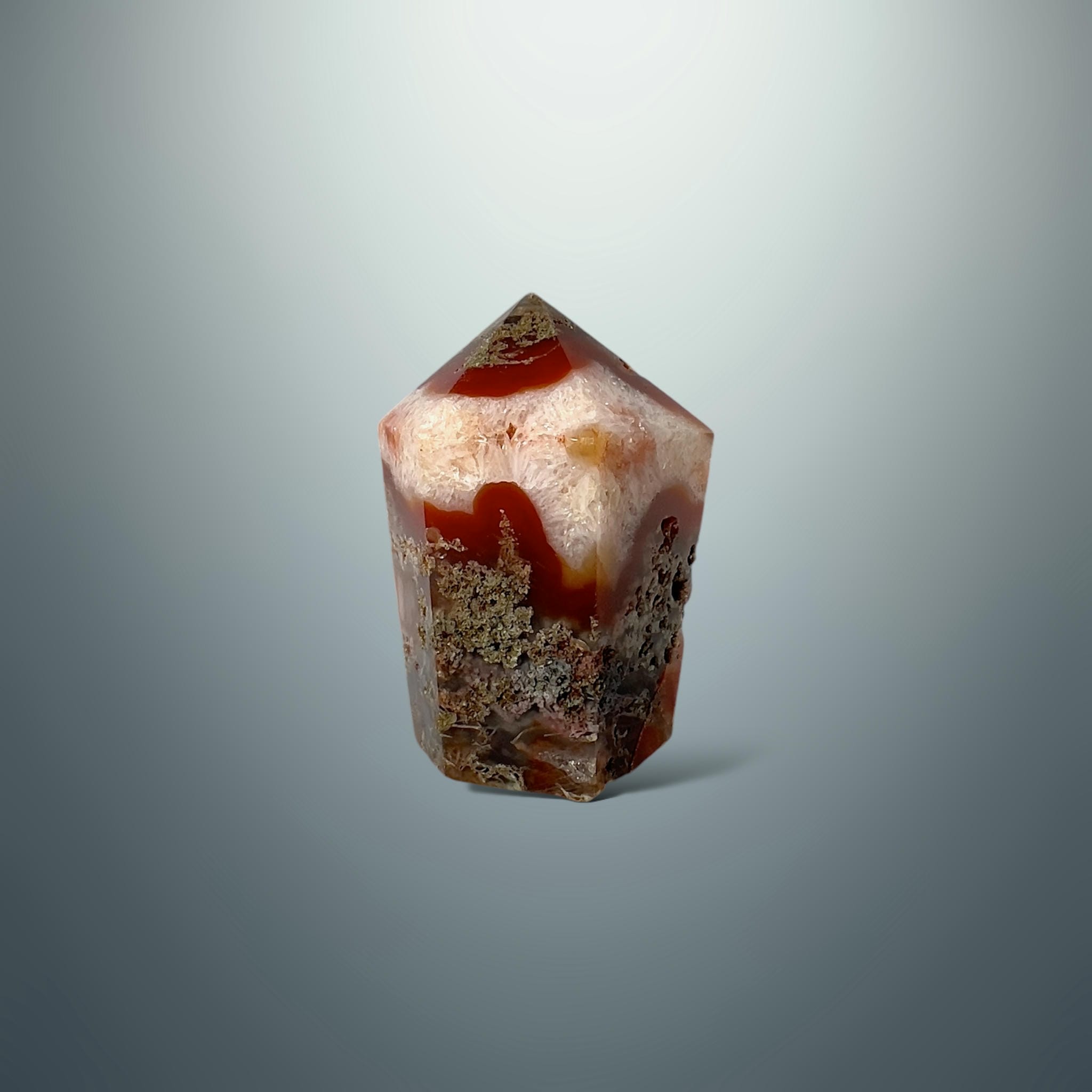 #piezas únicas_punta ágata musgo roja 30